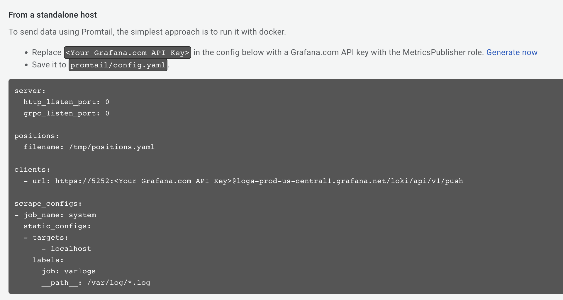 The Loki Details page showing information about the Loki configuration.
