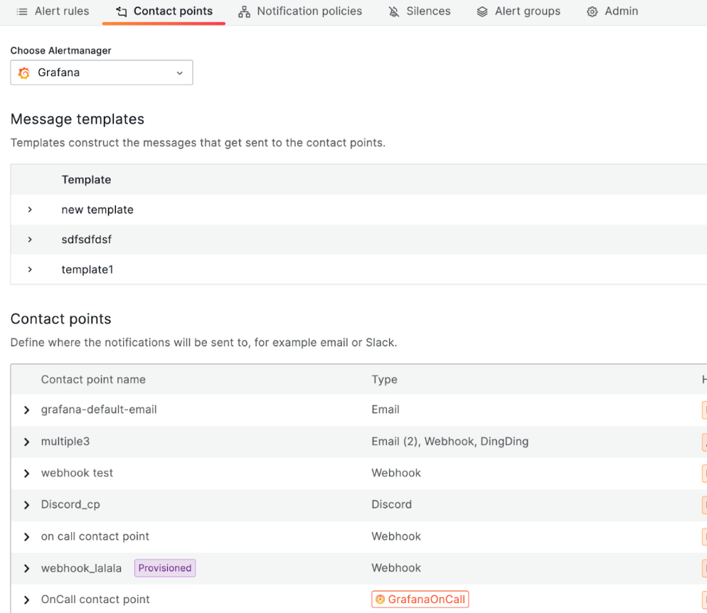 View Grafana OnCall contact point View Grafana OnCall contact point