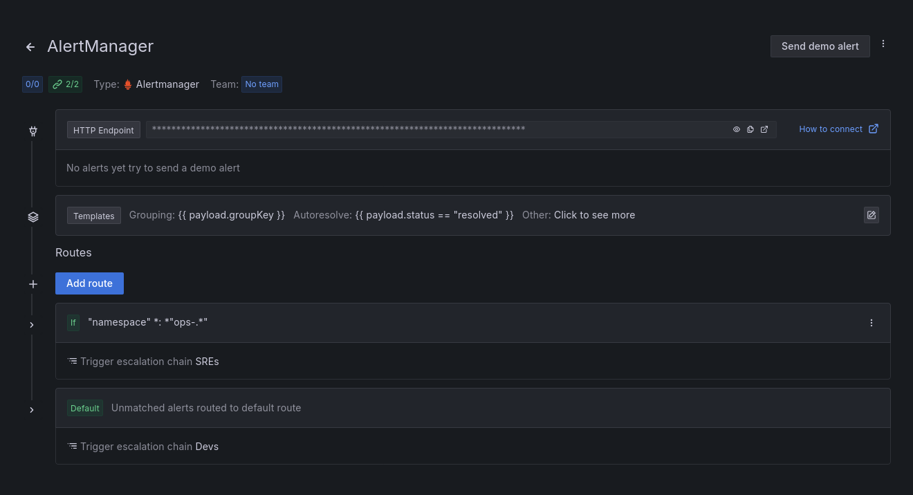 Alertmanager integration for SREs escalation
