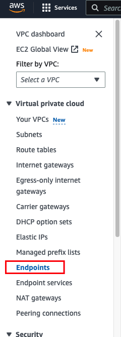 Select Virtual Private Clouds > Endpoints