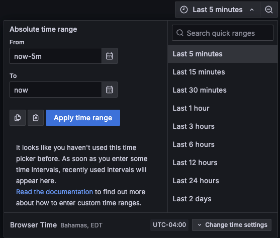 Current time range