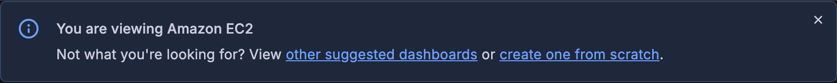 Suggested dashboards banner