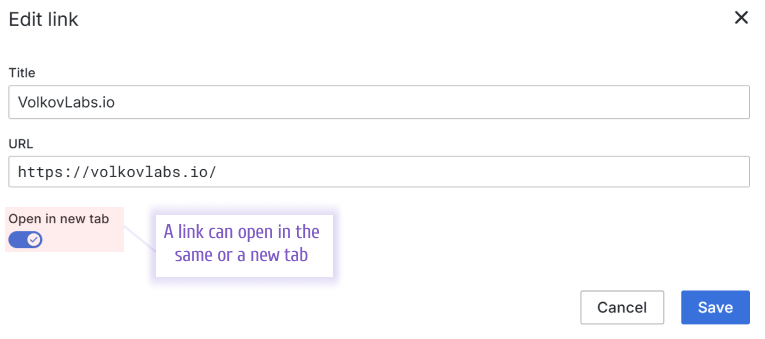 The links can open in the same tab or a new tab