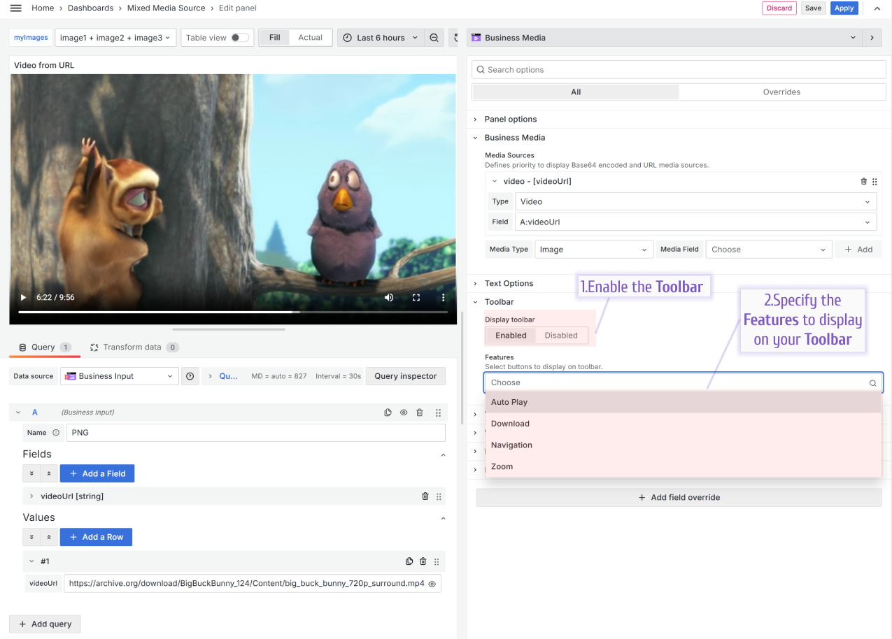 The Toolbar section and available features