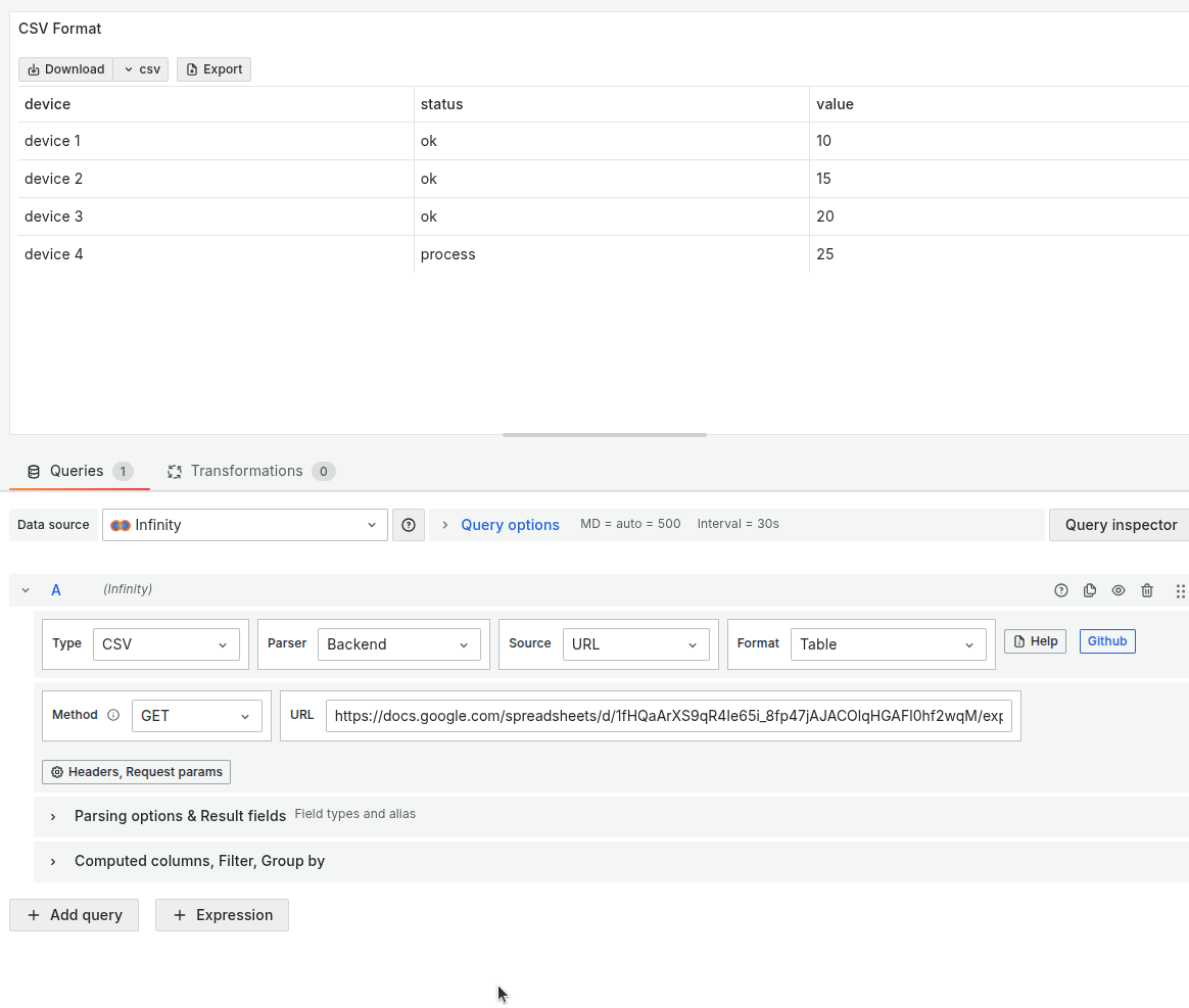 Retrieve Data in CSV Format