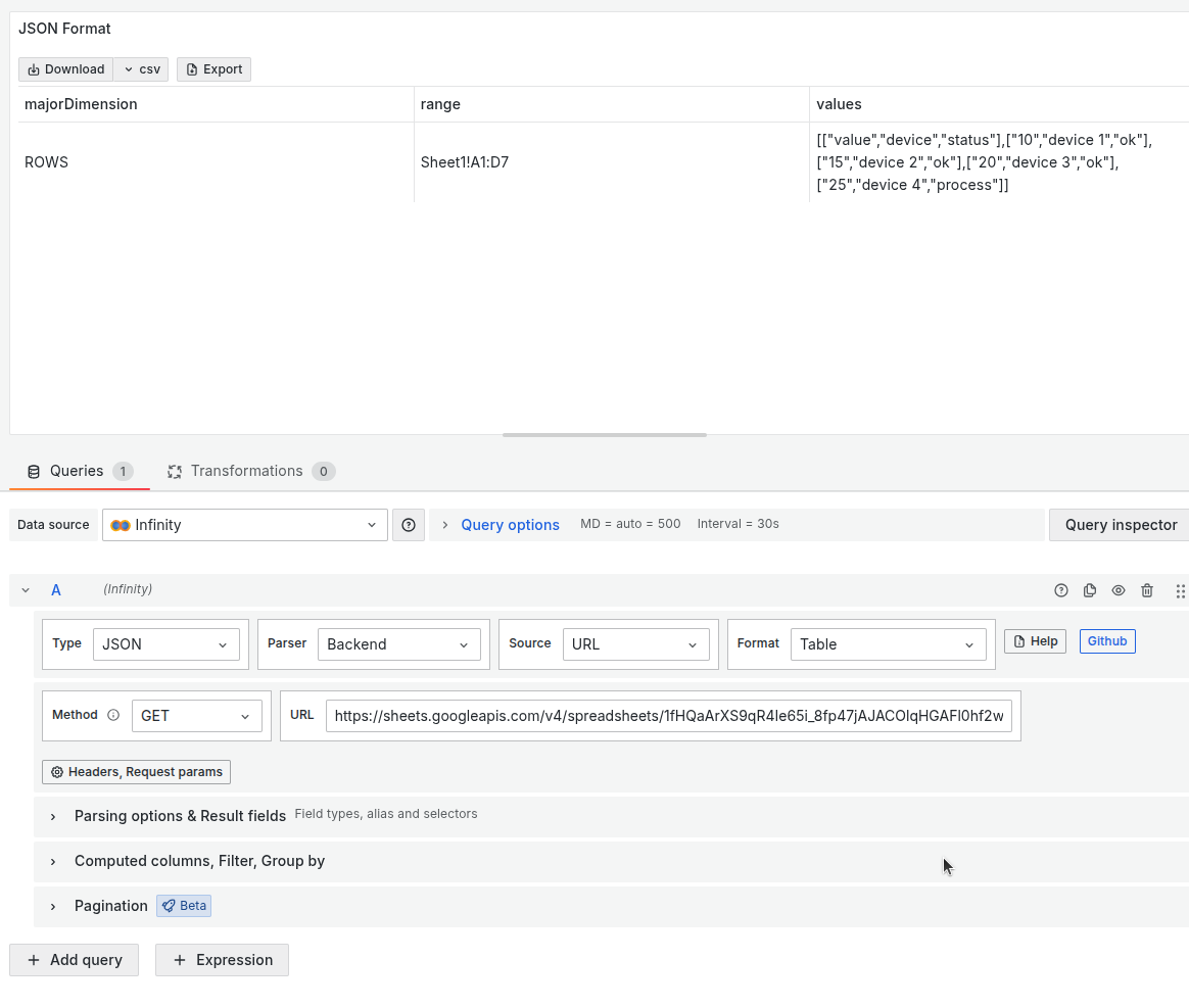 Retrieve Data in JSON Format