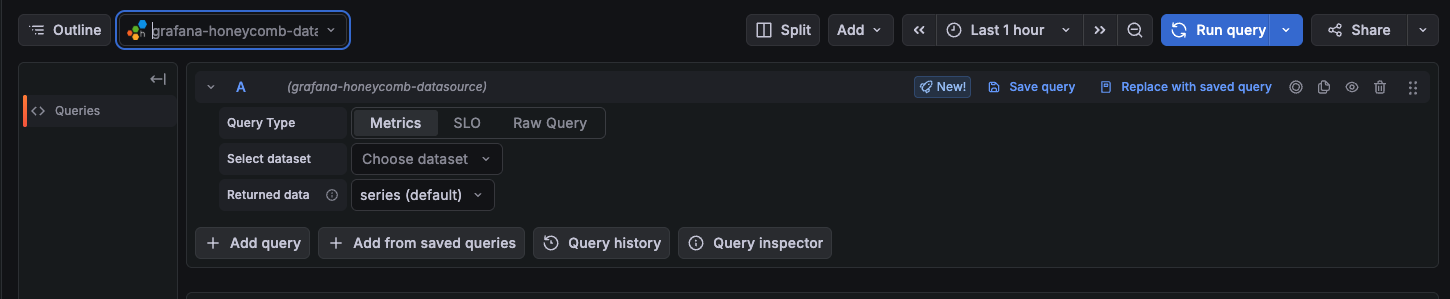 Honeycomb query editor showing a Metrics query Honeycomb query editor showing a Metrics query