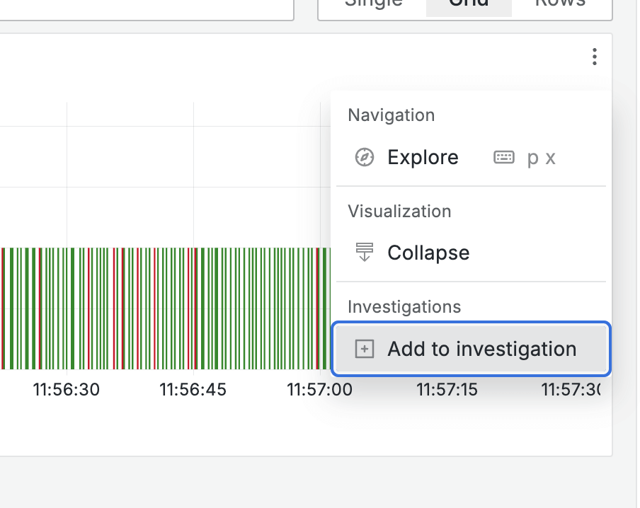 Look for the Add to Investigation menu item throughout the Drilldown apps. Look for the Add to Investigation menu item throughout the Drilldown apps.