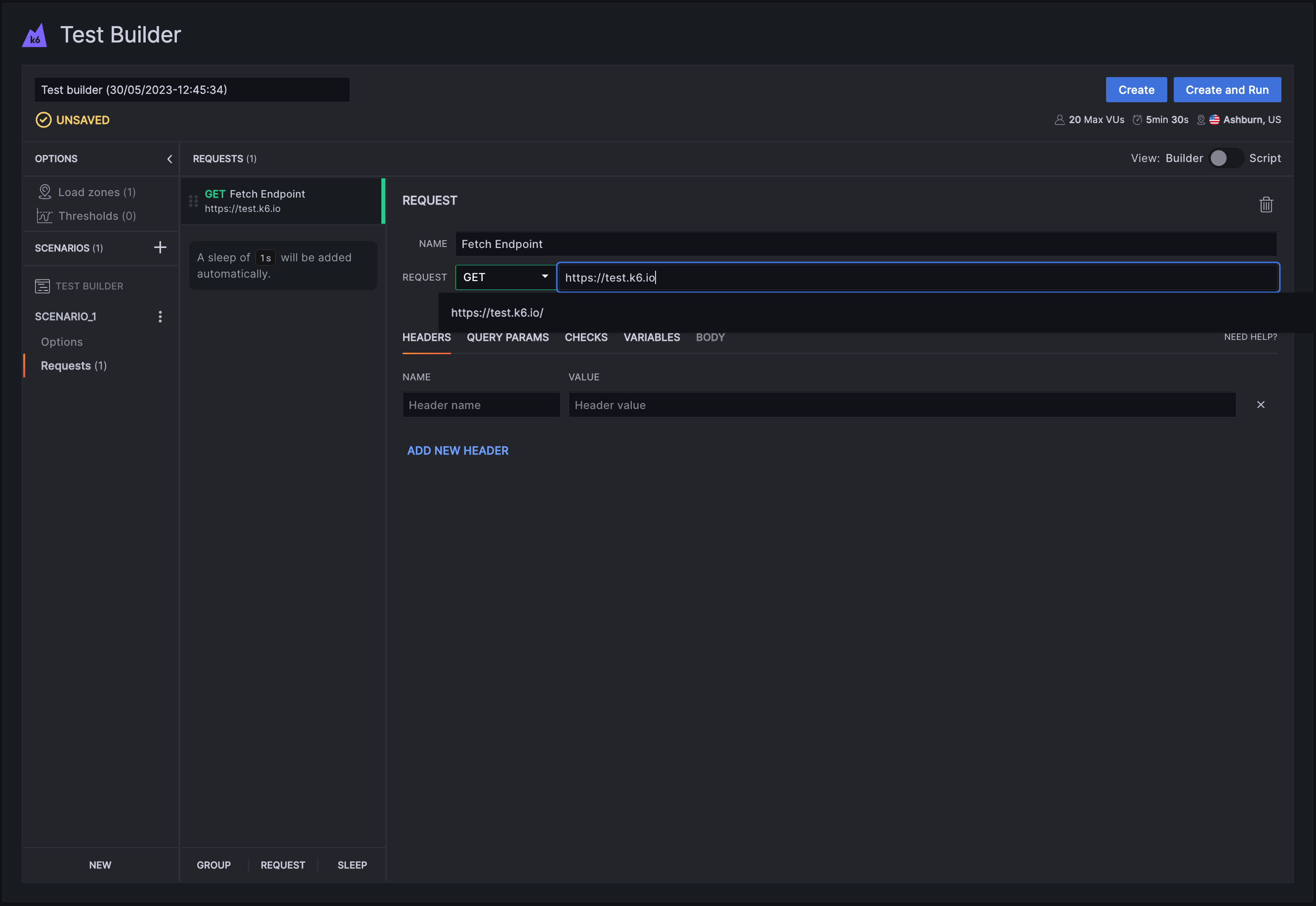 k6 Test Builder