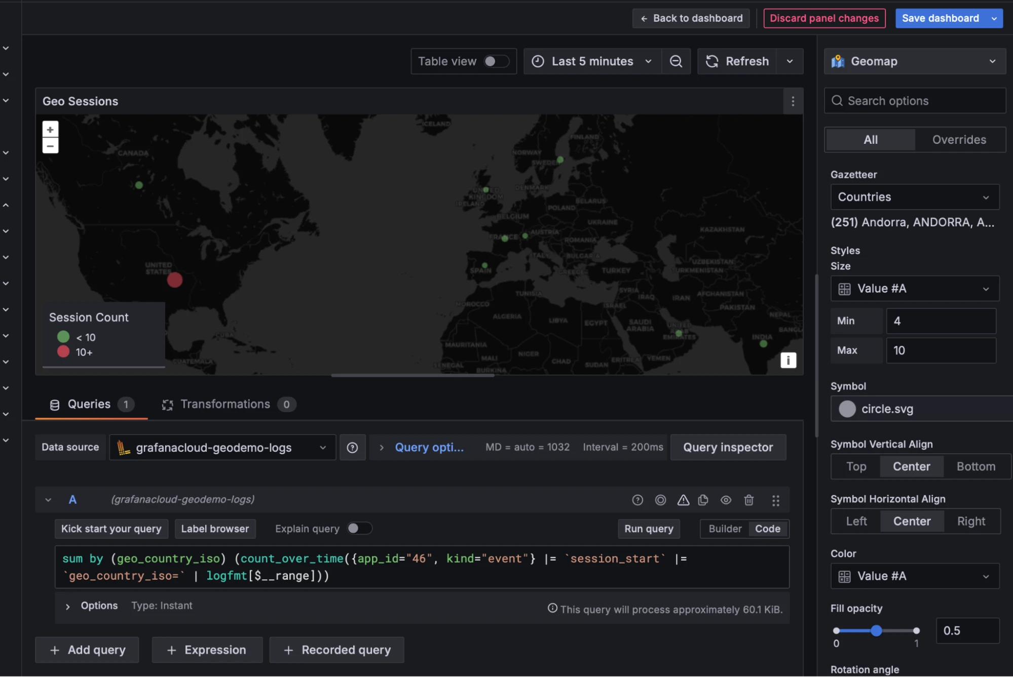 A screenshot showing the Geo Panel for interactive geographic visualizations.